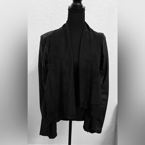 BLANKNYC Black Suede & Faux Leather Draped Jacket size Large